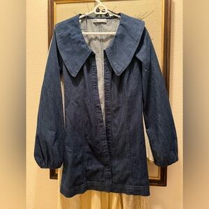 NWT Zara fitted denim dress with Peter Pan collar